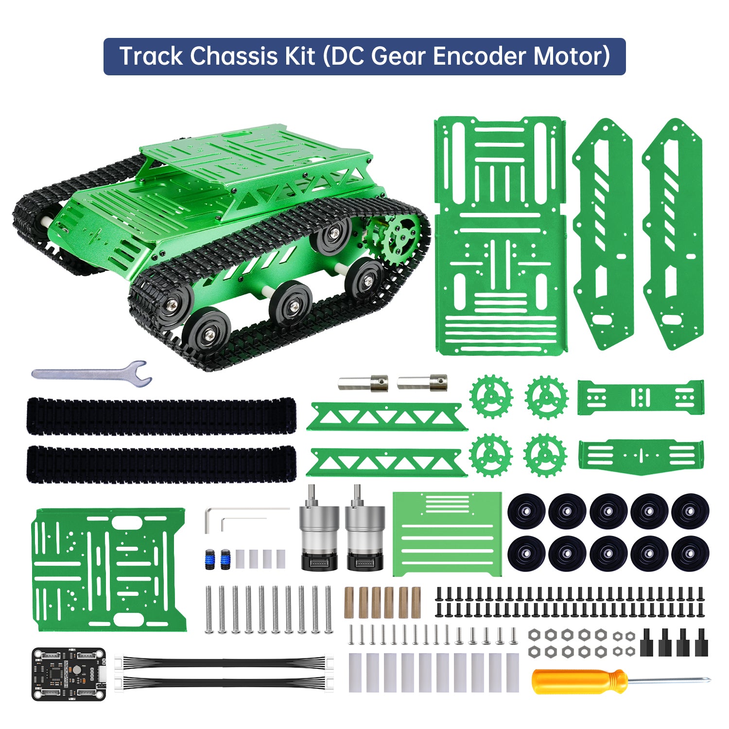 Hiwonder Tank Car Chassis Kit Shock Absorbing Robot with DC Geared Motor for Arduino/ Raspberry Pi/ Jetson Nano DIY Robotic Car Learning Kit (Green) Hiwonder Tank Car Chassis Kit Shock Absorbing Robot with DC Geared Motor for Arduino/ Raspberry Pi/ Jetson Nano DIY Robotic Car Learning Kit (Green)